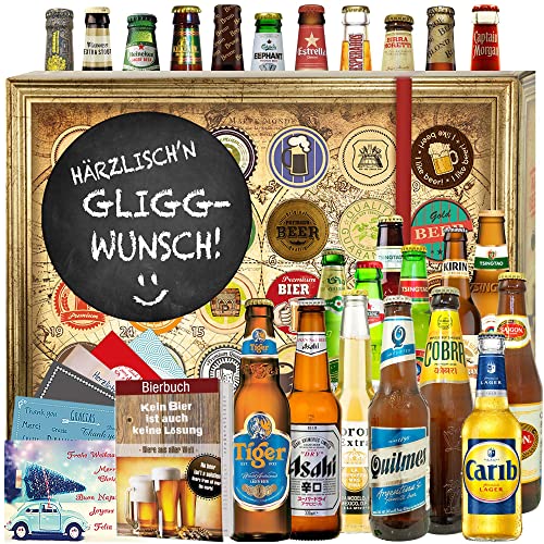Härrzlisch'n Gliggwunsch - Bierset - Biere der Welt - Geschenk Spruch lustig - Weihnacht Kalender Bier 2023 von ostprodukte-versand