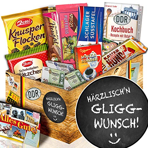 ostprodukte-versand Härrzlisch'n Gliggwunsch/Geschenk Spruch lustig/Ossi Paket Schokolade von ostprodukte-versand