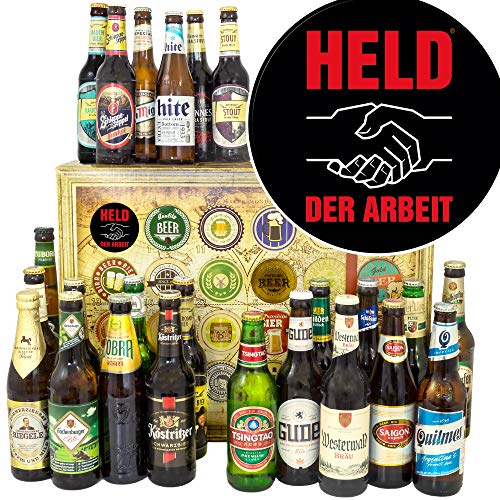 Held der Arbeit/Geschenkbox Bier Welt und DE/Geschenkidee Papa/Weihnacht Kalender 2023 Bier von ostprodukte-versand