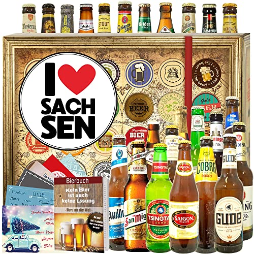I Love Sachsen - 24x Bier aus aller Welt und D - Geschenkset Sachsen/Weihnachtskalender 2023 für Ihn Bier von ostprodukte-versand