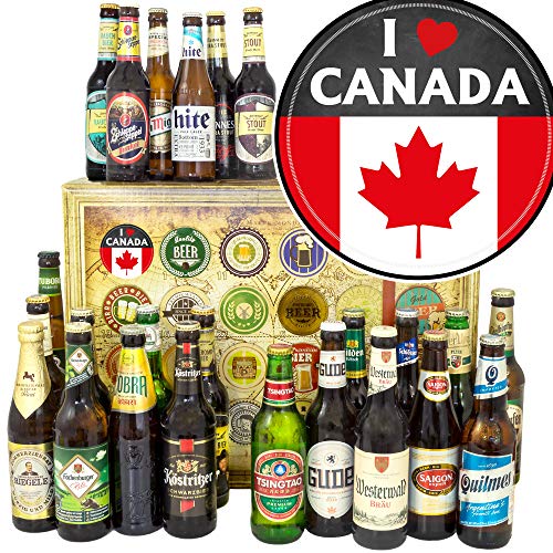 I love Canada/Kanada Geschenkbox / 24x Bier aus aller Welt und D/Weihnachtskalender 2023 für Ihn Bier von ostprodukte-versand