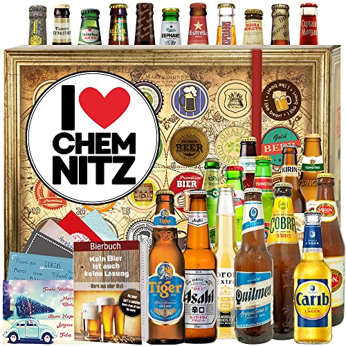 I love Chemnitz/Chemnitz Geschenkkorb/Biere der Welt / 24x / Adventskalender 2023 Bier Männer von ostprodukte-versand