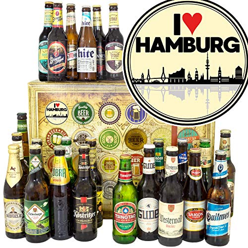 I love Hamburg / 24 x Bier Welt und DE/Hamburg Geburtstagsüberraschung/Bier Adventskalender 2023 Männer von ostprodukte-versand