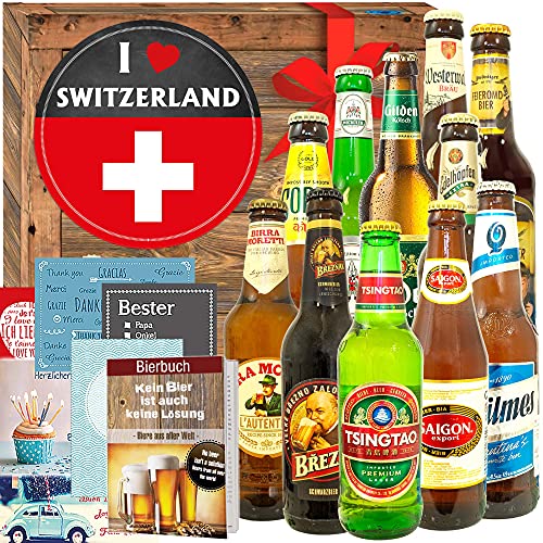 I love Switzerland / 12x Biere Welt und DE/Schweizer Geschenk von ostprodukte-versand