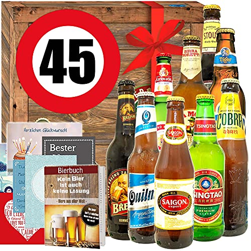 Ideen zum 45. Geburtstag für Männer/Bier Geschenkset mit Bieren der Welt von ostprodukte-versand