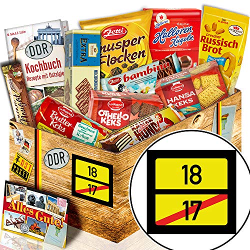 ostprodukte-versand Keks Set/Ost Box/Ortsschild 18 / Geschenk zum 18. Geburtstag von ostprodukte-versand