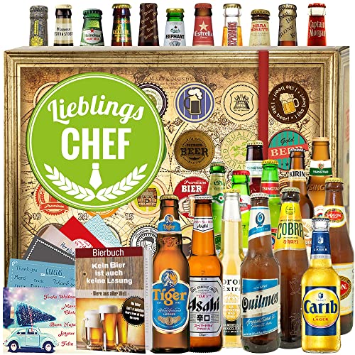 Lieblings Chef - 24 Biere aus der Welt - Lieblings Chef Geschenk Idee - Bier Adventskalender 2023 von ostprodukte-versand