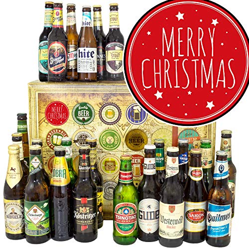 Merry Christmas/Geschenk Weihnachten für Frauen / 24x Biere Welt und D/Weihnachtskalender 2024 2025 Bier von ostprodukte-versand