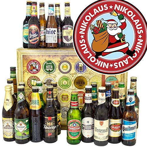 Nikolaus/Geschenkbox Bier Welt und DE/Geschenkidee zu Weihnachten für Mann/Adventskalender Bier 2023 von ostprodukte-versand