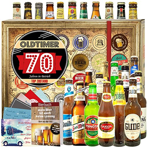 Oldtimer 70 ++ 24x Bier aus der Welt und D ++ Geschenke zum 70 Geburtstag/Bier Adventskalender 2023 Männer von ostprodukte-versand