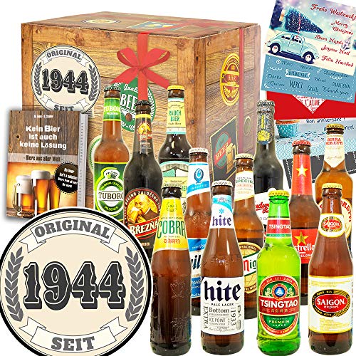 Original seit 1944 + Geburtstag geschenk 80. 1944 + 12 Biere aus D und aller Welt von ostprodukte-versand