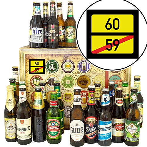 Ortsschild 60 ++ Geschenke 60 Geburtstag Mann ++ Biere aus aller Welt und D 24x / Bier Adventskalender 2024 2025 Männer von ostprodukte-versand