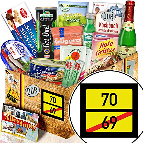 ostprodukte-versand Ortsschild 70 ++ Spezialitäten DDR Süßigkeiten-Box ++ Lustiges Geschenk zum 70. von ostprodukte-versand