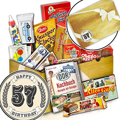 ostprodukte-versand Süßigkeiten Box + Geschenke 57 Geburtstag Mann + Geschenke 57. Geburtstag von ostprodukte-versand