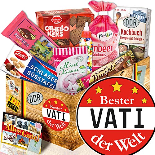 Vatis Süßigkeiten Geschenkbox - DDR Ost Set - Geschenk für Vati aus der DDR von Ostprodukte-Versand.de
