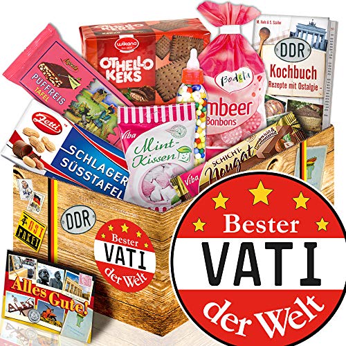 Vatis Süßigkeiten Geschenkbox - DDR Ost Set - Geschenk für Vati aus der DDR Vatis Süßigkeiten Geschenkbox - DDR Ost Set - Geschenk für Vati aus der DDR von Ostprodukte-Versand.de