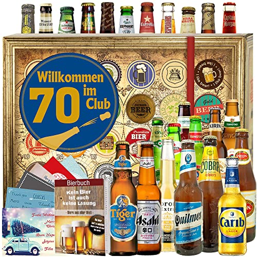 Willkommen im Club 70 - Biere der Welt 24x - Geschenkidee Geburtstag 70 - Bier Geschenk Adventskalender 2023 von ostprodukte-versand