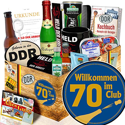 ostprodukte-versand Wilkommen im Club 70 / Geschenke 70. Geburtstag/Ostalgie Set für Männer von ostprodukte-versand