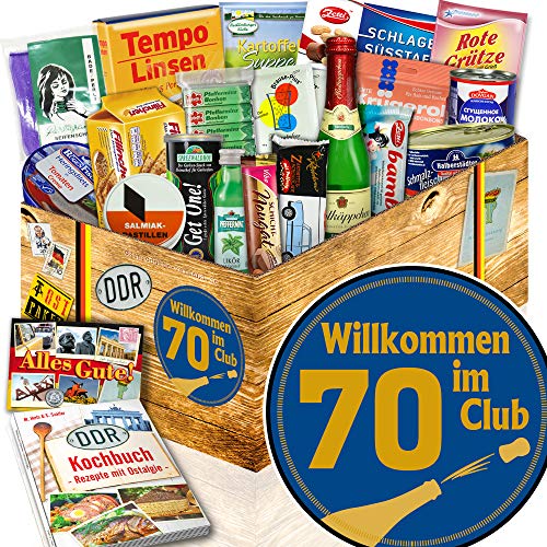 Wilkommen im Club 70 / Geschenke zum 70. Geburtstag/DDR Spezialitäten Box von ostprodukte-versand