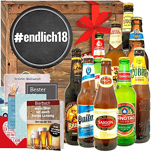 #endlich18 - Bierbox - Biere der Welt - 18. Geburtstag lustige Geschenke von ostprodukte-versand