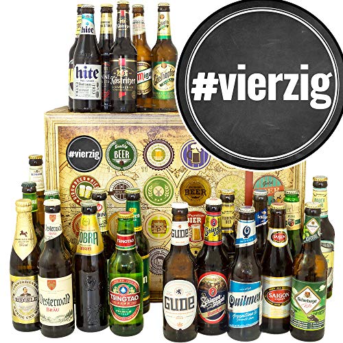 vierzig ++ 24x Bier aus aller Welt und D ++ Geschenke Frauen 40 / Biersorten Adventskalender 2023 von ostprodukte-versand