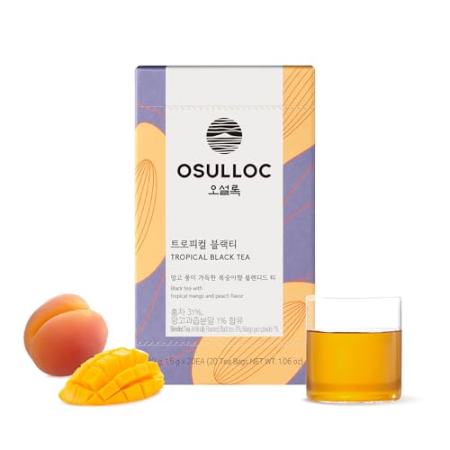 Osulloc Tropischer Schwarztee (Tropischer Mango- und Pfirsichgeschmack), Prämie-Teemischung aus Jeju, Teebeutelserie 20 Stück, 1,06 oz, 30 g von Osulloc