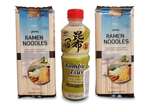 2 x japanische Ramen-Nudeln, Udon Nudeln, Soba, Kombu Tsuyu Sauce Konzentrat Soße Zutaten Grundzutaten von Otsumami-Land.com