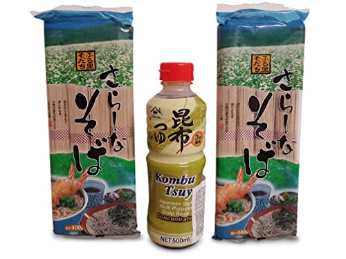 2 x japanische Soba Nudeln Buchweizen-Nudeln, Udon, Ramen-Nudeln, Kombu Tsuyu Sauce Konzentrat Soße Zutaten Grundzutaten von Otsumami-Land.com
