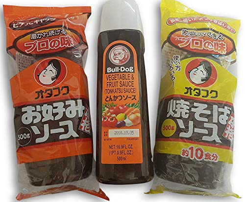 Okonomi Sauce, Yakisoba Soße, Tonkatsu Sauce Zutaten für Okonomiyaki, Grundzutaten Yakisoba, Hiyayakko, Takoyaki von Otsumami-Land