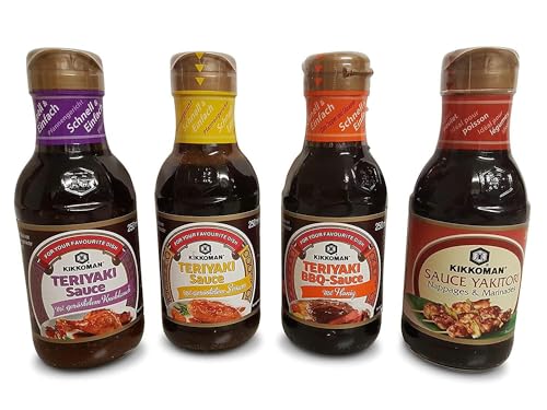japanische Teriyaki Sauce, Marinade, Grillsaucen, Dippsaucen Dickflüssig, 4 x 250ml Glasflasche für Kikkomansaucen von Otsumami-Land