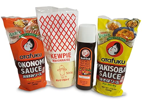 500g Okonomi Sauce, 500g Yakisoba, 500ml Tonkatsu Soße, 500g Kewpie japanische Mayonnaise, Okonomiyaki Zutaten von Otsumami-Land