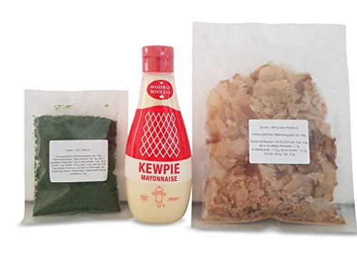 Aonori ko Aonoriko 10g, japanische Kewpie Mayonnaise 355ml, Katsuobushi Bonitoflocken 25g Zutaten für Okonomiyaki, Yakisoba, Takoyaki Aonori ko Aonoriko 10g, japanische Kewpie Mayonnaise 355ml, Katsuobushi Bonitoflocken 25g Zutaten für Okonomiyaki, Yakisoba, Takoyaki von Otsumami-Land