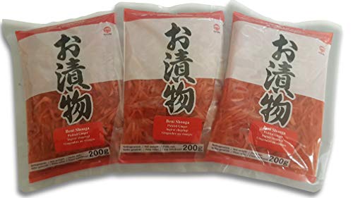 Benishouga Beni-Shoga eingelegte Ingwerstifte, Aokappa Gurken, Fukujinzuke, Shibazuke, Tsukemono, eingelegtes japanisches Gemüse 3 x 200g von Otsumami-Land