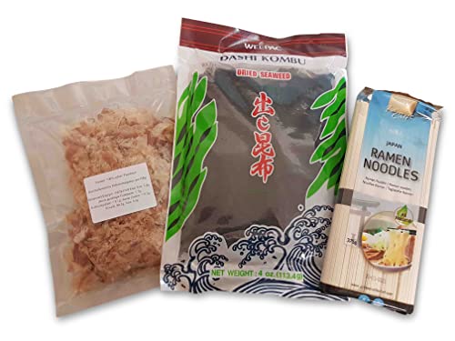 Katsuobushi 25g Bonito Flocken Dashi Konbu Algen Kombu-Tang Seaweed 113.4g Ramen Nudeln 375g von Otsumami-Land