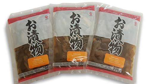Shibazuke, Aokappa Kappazuke Gurken, Fukujinzuke, Benishouga Beni-Shoga eingelegte Ingwerstifte, Tsukemono, eingelegtes japanisches Gemüse 3 x 200g von Otsumami-Land