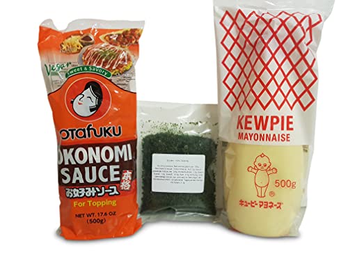 japanische Mayonnaise QP Kewpie, Aonori, Grundzutaten für Okonomiyaki, Takoyaki, Yakisoba Zutaten von Otsumami-Land
