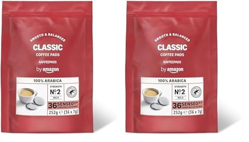 by Amazon Kaffeepads Classic 100% Arabica, Geeignet für Senseo Maschinen, 36 Stück (1er-Pack) (Packung mit 2) von by Amazon