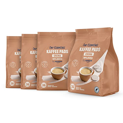 by Amazon Kaffeepads Crema 100% Arabica, Geeignet für Senseo Maschinen, Mittlere Röstung, 36 Stück, 4er-Pack von by Amazon