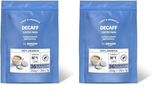 by Amazon Kaffeepads Decaf 100% Arabica, Geeignet für Senseo Maschinen, 36 Stück (1er-Pack) (Packung mit 2) von by Amazon