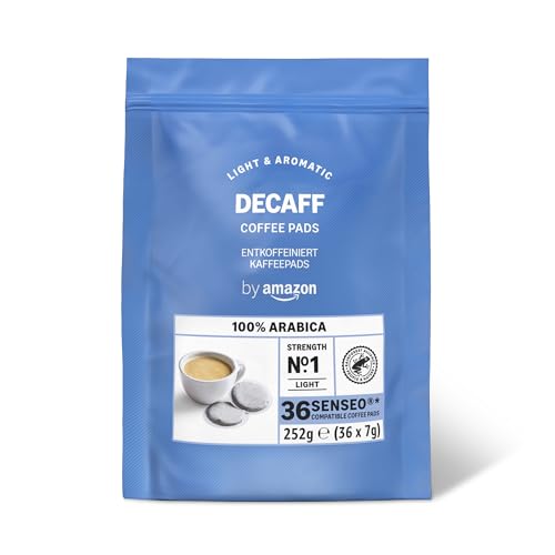 by Amazon Kaffeepads Decaf 100% Arabica, Geeignet für Senseo Maschinen, Mittlere Röstung, 36 Stück, 1er-Pack von by Amazon