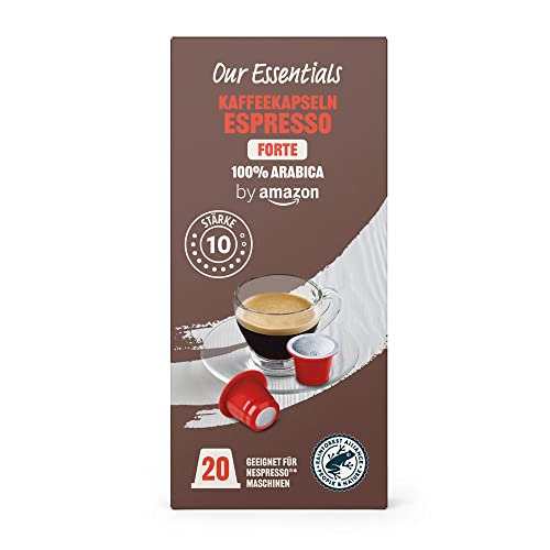 Our Essentials by Amazon Kaffeekapseln Espresso Forte, Geeignet für Nespresso Maschinen, 20 Stück (1er-Pack) von Our Essentials by Amazon