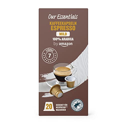 by Amazon Kaffeekapseln Espresso Mild, Geeignet für Nespresso Maschinen, Dunkle Röstung, 20 Stück, 1er-Pack von by Amazon