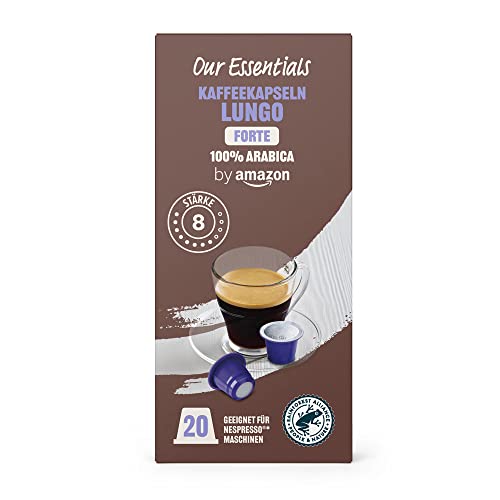 Our Essentials by Amazon Kaffeekapseln Lungo Forte, Geeignet für Nespresso Maschinen, 20 Kapseln von Our Essentials by Amazon