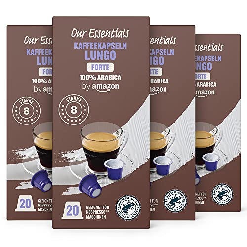 Our Essentials by Amazon Kaffeekapseln Lungo Forte, Geeignet für Nespresso Maschinen, 20 Stück (4er-Pack) von Our Essentials by Amazon