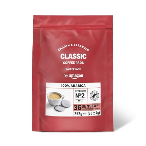 by Amazon Kaffeepads Classic 100% Arabica, Geeignet für Senseo Maschinen, Mittlere Röstung, 36 Stück, 1er-Pack by Amazon Kaffeepads Classic 100% Arabica, Geeignet für Senseo Maschinen, Mittlere Röstung, 36 Stück, 1er-Pack von by Amazon