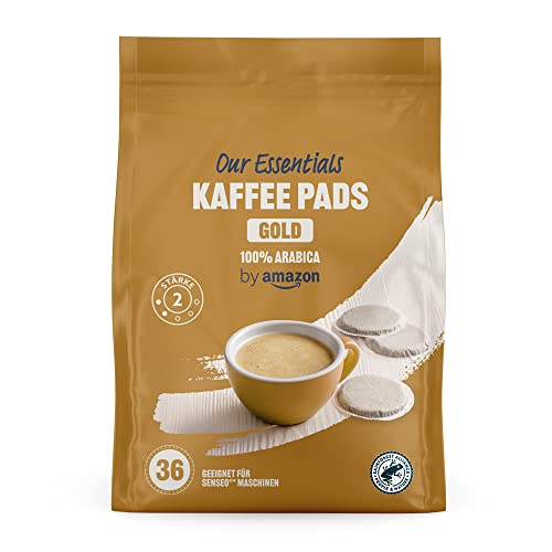 by Amazon Kaffeepads Gold 100% Arabica, Geeignet für Senseo Maschinen, Lichte Röstung, 36 Stück, 1er-Pack von by Amazon