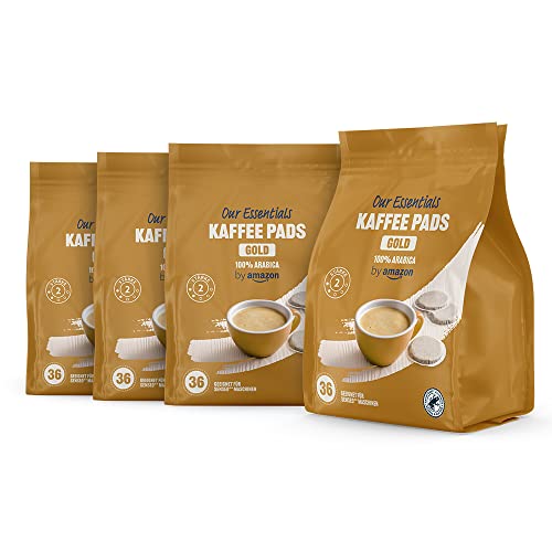 Our Essentials by Amazon Kaffeepads Gold 100% Arabica, Geeignet für Senseo Maschinen, 36 Stück (4er-Pack) von Our Essentials by Amazon