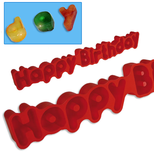 Eiswürfelzubereiter für den Happy Birthday-Schriftzug, 13 Eiswürfel, Silikon von Out of the blue KG