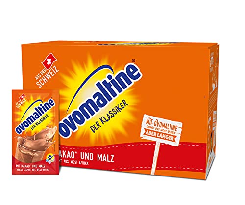 OVOMALTINE Kakao-Pulver Tassenportion in Beuteln mit dem einzigartigen Geschmack nach Malz und hochwertigem Cacao nachhaltig - einzeln verpackt für heiße Schokolade (100 x 18g) von Ovomaltine