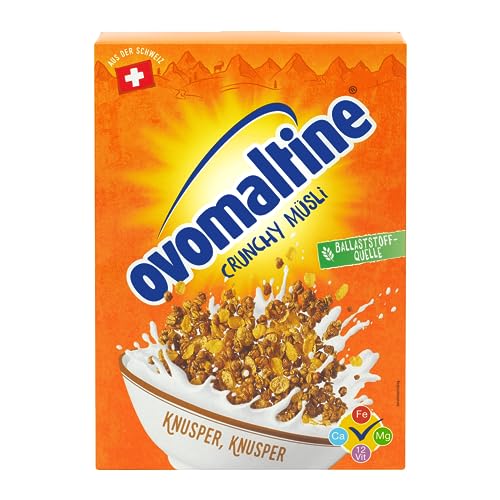 Ovomaltine Crunchy Müsli - Schoko Knusper-Müsli mit einzigartiger Cerealien-Mischung und Ovomaltine - Schokomüsli mit wertvollen Vitaminen, Ballaststoffen und Mineralstoffen (1 x 450g) von Ovomaltine